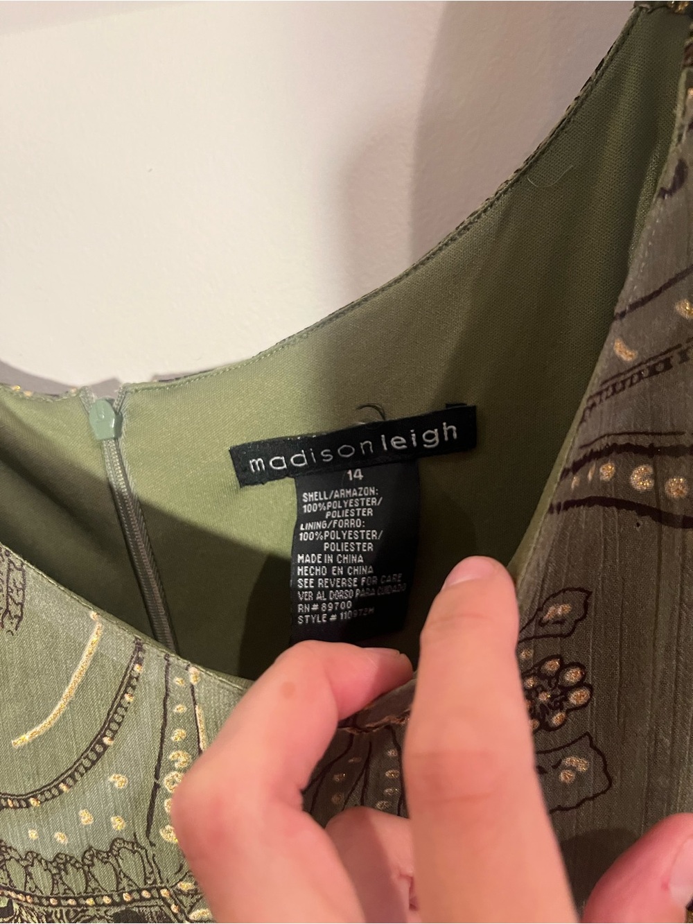 Vintage 90s Y2K Olive Green Paisley Tiered Maxi Dress - Picture 5 of 11